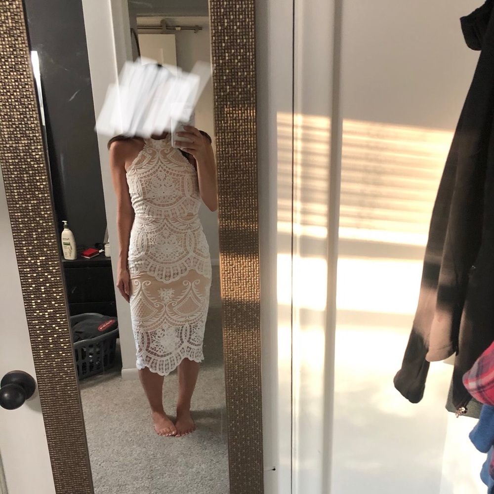 Lulus white lace halter dress size XS